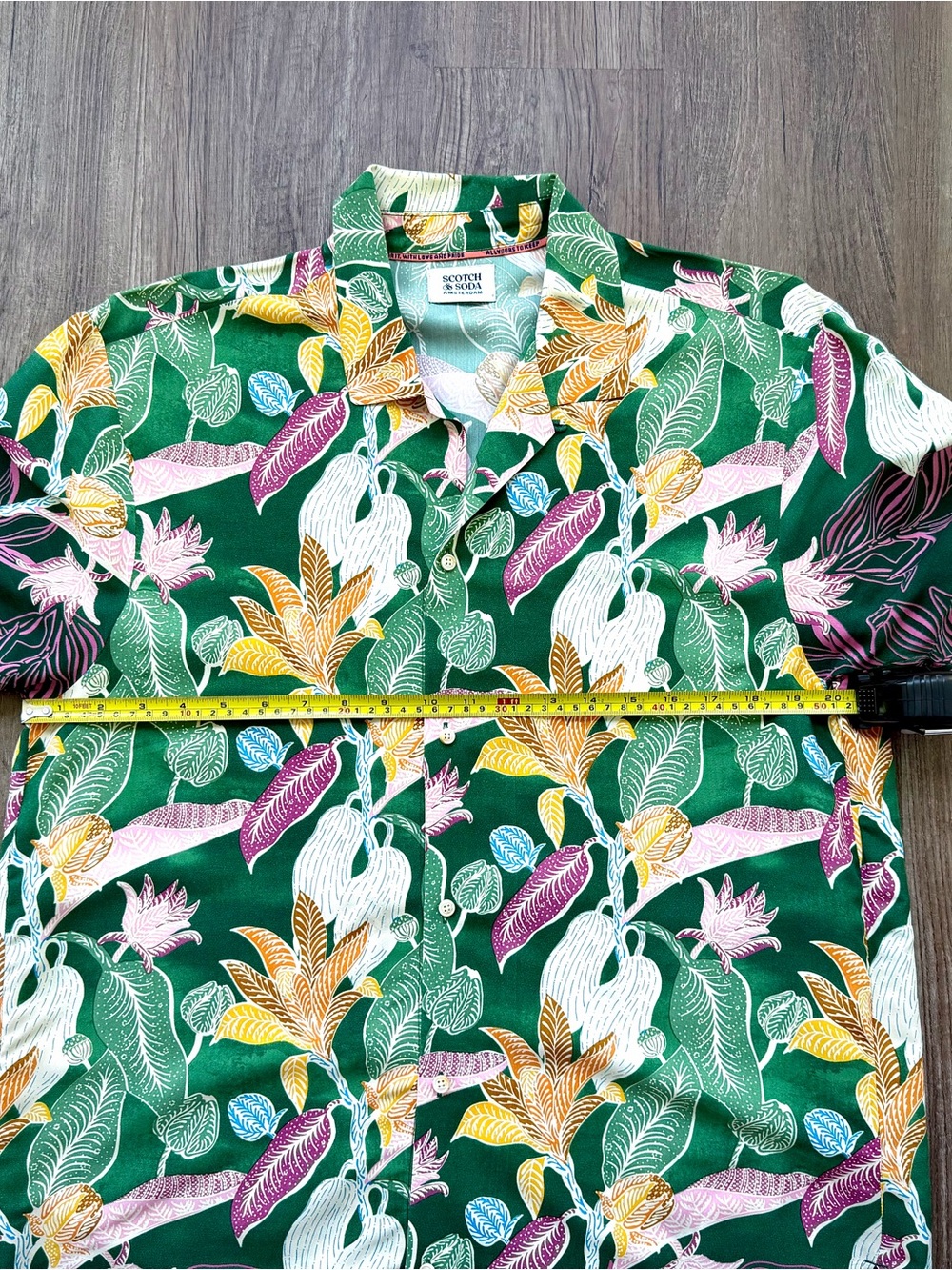 Scotch & Soda Floral Camp Shirt Green Jungle Print Medium - Picture 4 of 7